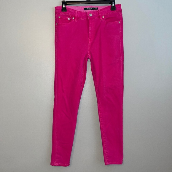 EUC Lauren Ralph Lauren Premier Skinny Cropped Fuchsia Jeans Size 4 - Picture 2 of 8